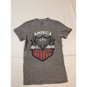 American Eagle Life and Liberty 1776 T Shirt Size Small Gray Eagle Graphic Tee